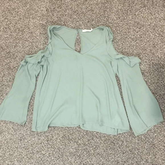 Lush Mint Green Cold Shoulder Top - Picture 2 of 6